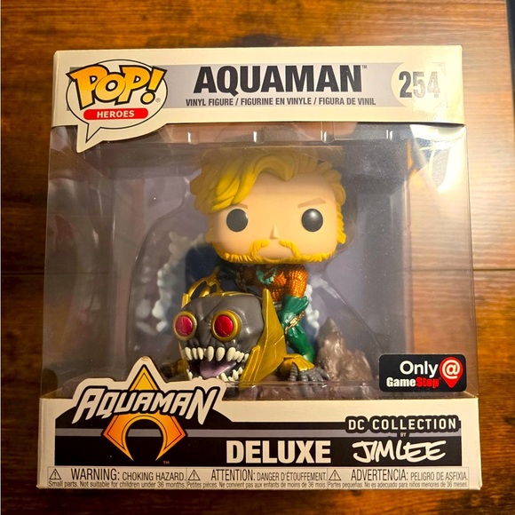 Funko Pop! Aquaman #254 Deluxe By Jim Lee DC Collection GameStop Exclusive - Picture 1 of 4
